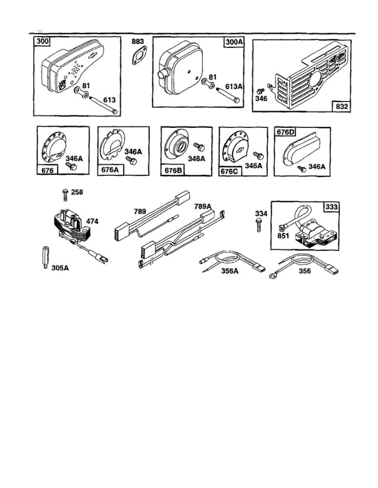 Muffler-Exhaust Diagram and Parts List for 124800-124899 3201-3246 Briggs and Stratton Engine